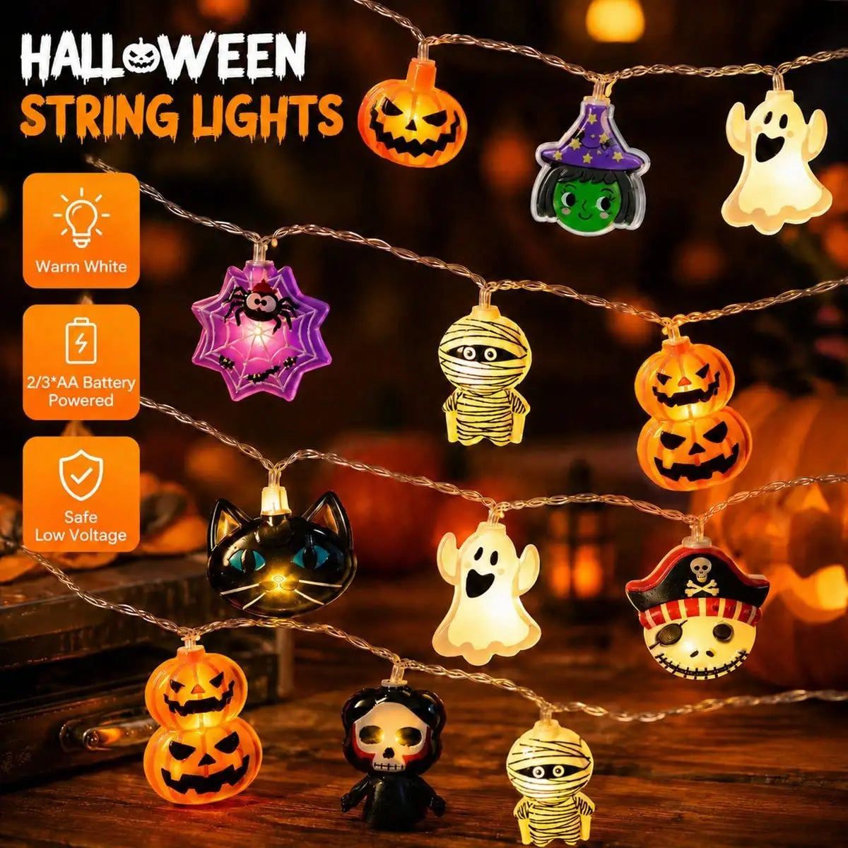 Halloween LED String Lights - String & Fairy Lights from Linloft.