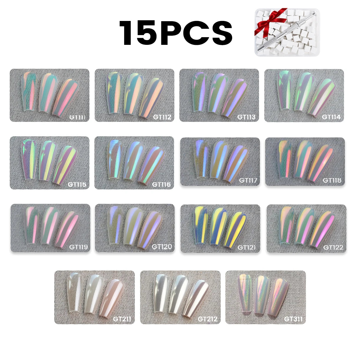 YOKEFELLOW GleamTap Cushion Aurora Chrome Nail Powder 6 Color Mermaid Aurora Effect Nail Art Glitter Decoration for Home DIY Salon Manicure GT117-GT122 - Beauty & Personal Care from Linloft.