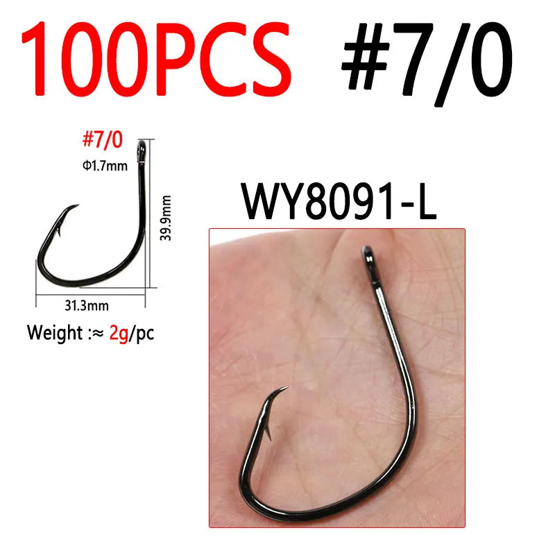 Bimoo 100PCS #1/0~#8/0 Light Offset Circle Fishing Hook For Live Bait Hook Corrosion Resistant Saltwater Freshwater Fishing - Fishing Hooks from Linloft.