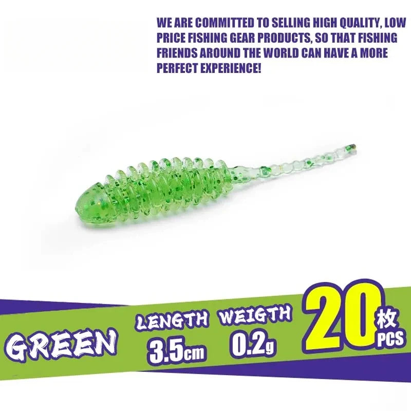 Tiny Soft Worm Lures, 20-Pack - Fishing Tackle from Linloft.