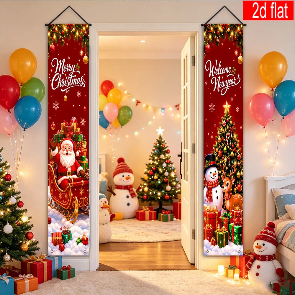 Christmas couplets, Christmas-themed decorations, indoor and outdoor porches, front of the living room
