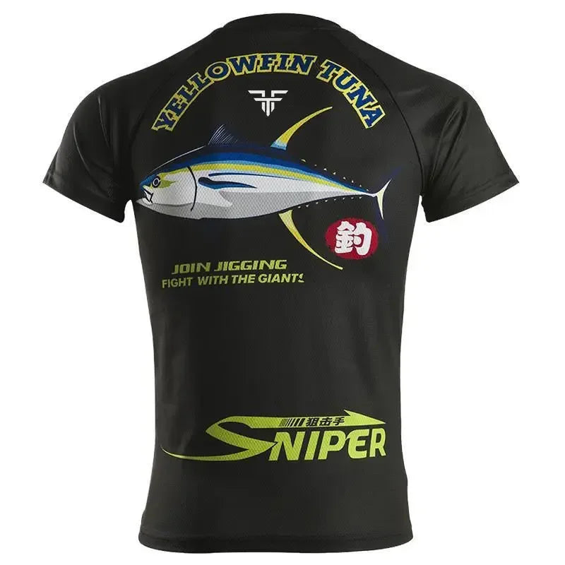 Short Sleeve Fishing Suit with Ice Silk, Quick Drying T-Shirt, Breathable Sun Protection, Lure Sea Fishing Clothes - T-Shirts from Linloft.