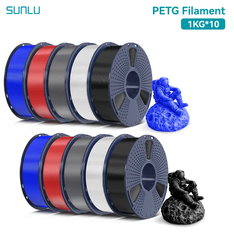SUNLU PETG Filament 10KG 1.75MM 22LBS No Bubble Odorless Arrange Neatly Good Toughness BIodegradable High Transparency - 3D Printing Accessories from Linloft.