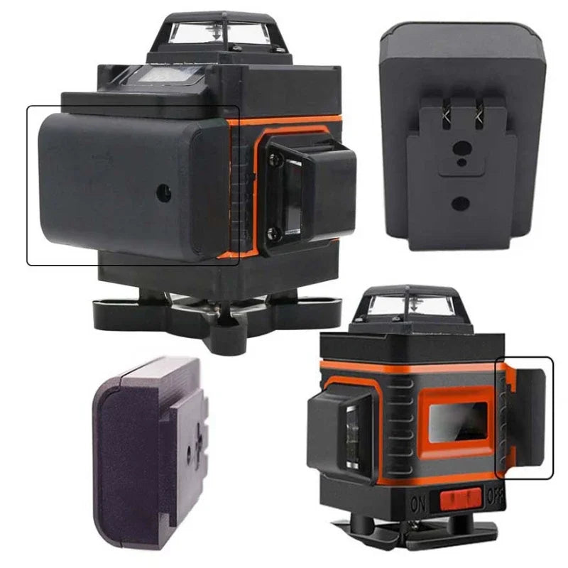 12800mAh Li-Ion Rechargeable Battery Laser Grade for Cross Laser Level Vertical & Horizontal Green 4D Self-Leveling Laser Line
