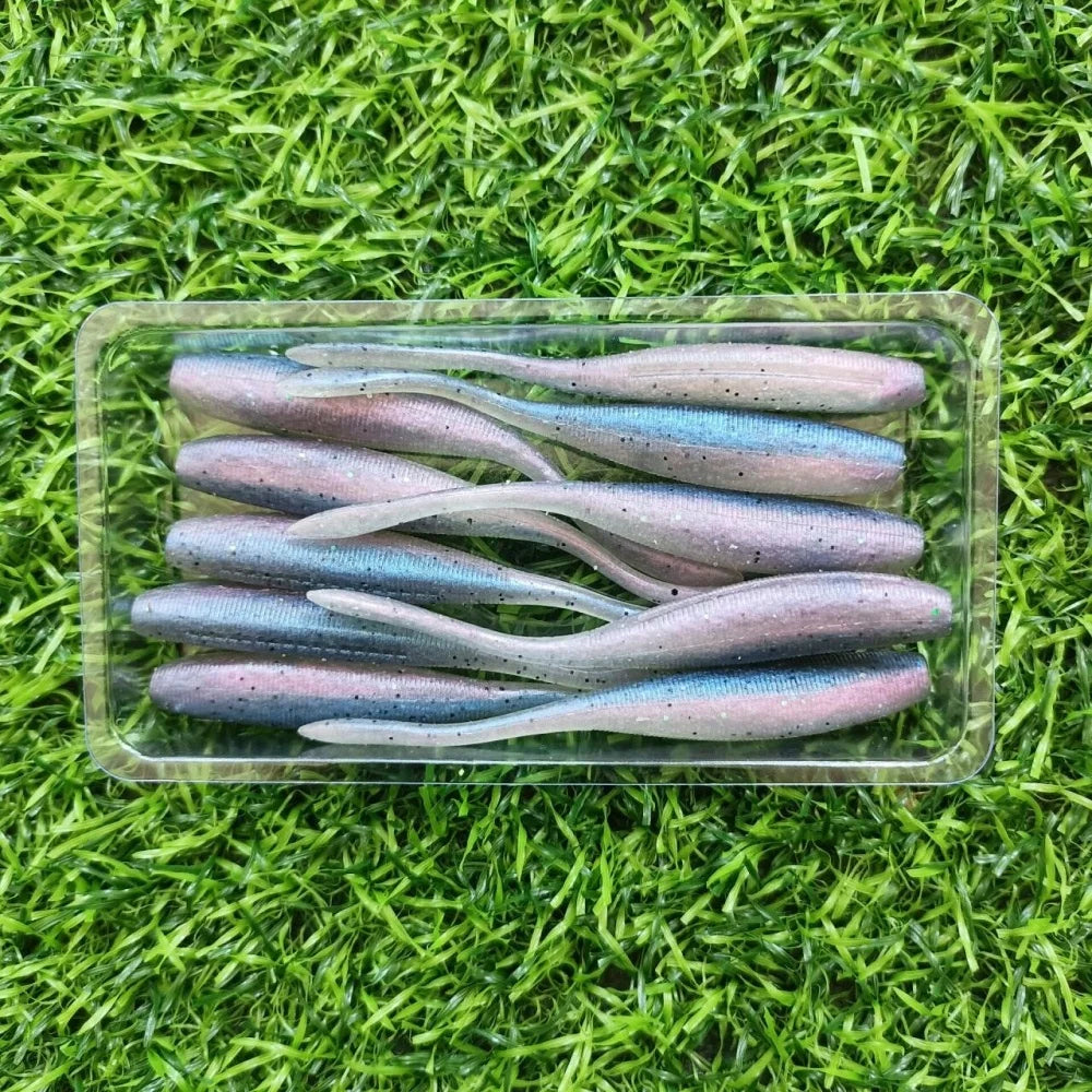 SWOLFY  75mm 2.5g Soft Swimbait Shad Stick Worm Fishing Lure Bait Artificial Straight Tail Salted Jig Bass Pike Tackle