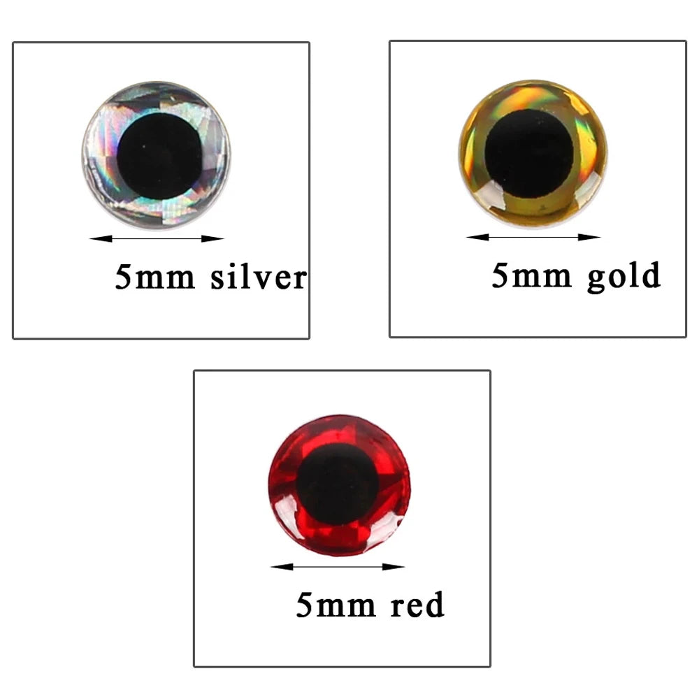Fly Fishing Eyeball Holographic Simulation 3mm 4mm 5mm 6mm Fishing Lure Eyes Artificial Fish Eyes 3D Fish Eyes DIY Eyes