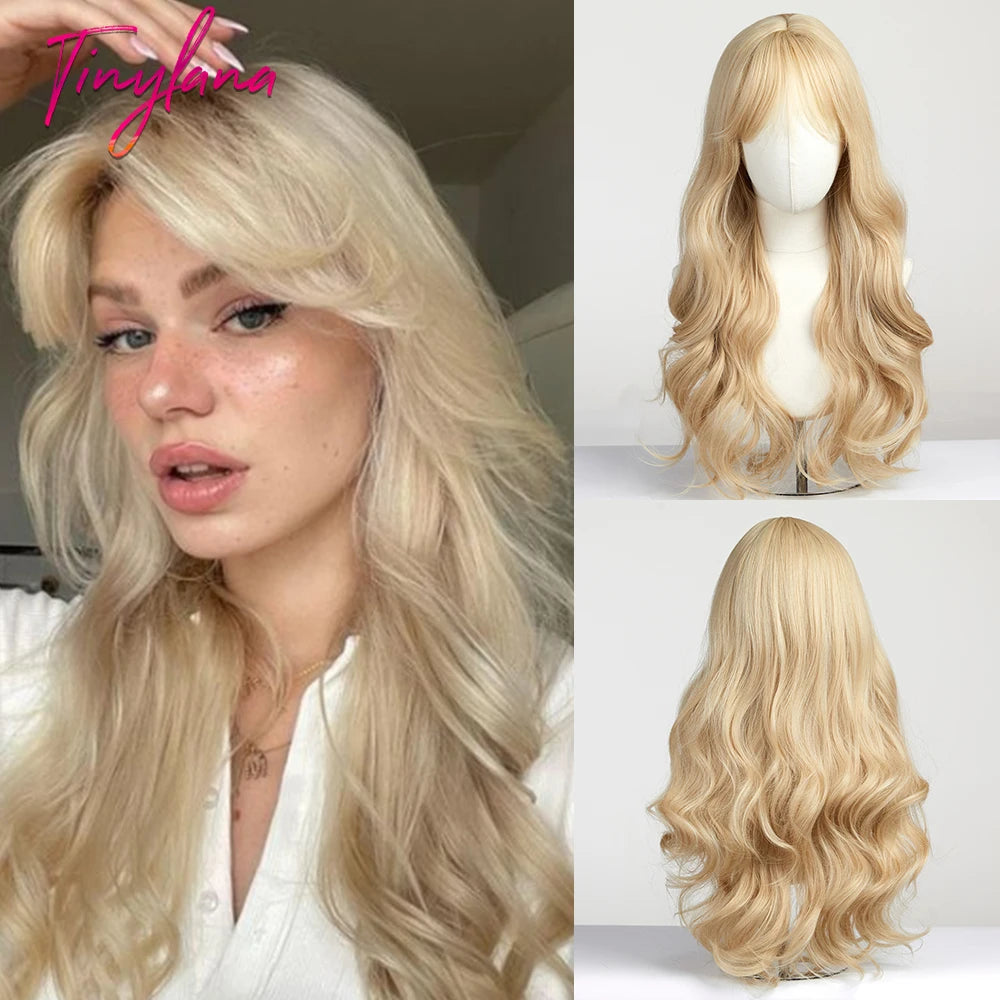 Long Wavy Synthetic Wig with Bangs - Apparel & Accessories from Linloft.