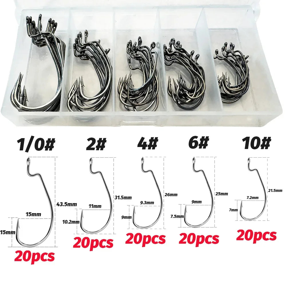 Worm Hooks Boxed Wide Gap Texas Rig Jig Crank High Carbon Steel Offset Barbed Worm Hook Set Fishing Tackle Soft Lure Fishhook - Fishing Hooks from Linloft.