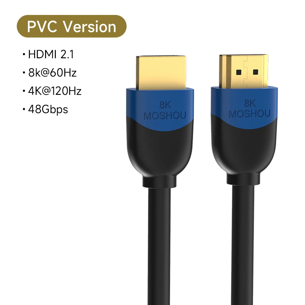 MOSHOU HDMI 2.1 Cable 8K 60Hz 4K 120Hz 48Gbps HDMI Splitter Cables EARC HDR10+ Video Cable HDMI2.1 for TV Box PS5
