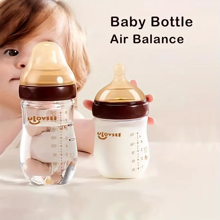 4oz,8oz High Borosilicate Glass Baby Bottles, Wide-Neck Glass Feeding Bottle, Milk Bottle with Bottom Air Balance Hole/Valve, Perfect Gift for Newborn - Toys & Games from Linloft.