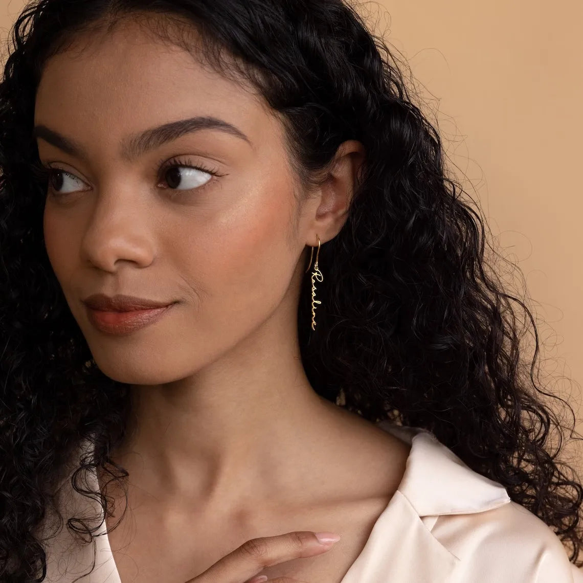 Custom Name Drop Earrings, Stainless Steel - Earrings from Linloft.