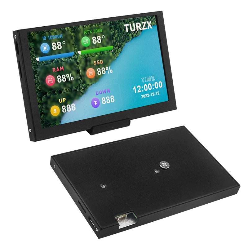 TURZX 5 Inch USB Type-C Secondary Screen 800*480 IPS LCD Computer CPU GPU RAM HDD Monitor NO HDMI-compatible Display NO AIDA64