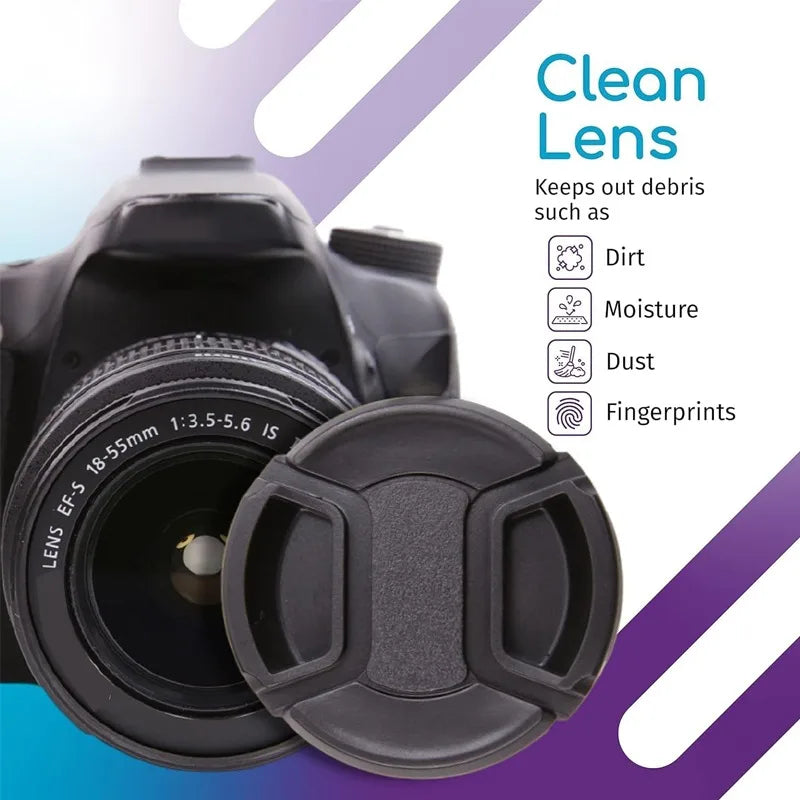 Universal Lens Cap 49 52 55 58 62mm Center Pinch Snap on Front Cap Cover for DSLR Camera Lens Protector Protective Accessories