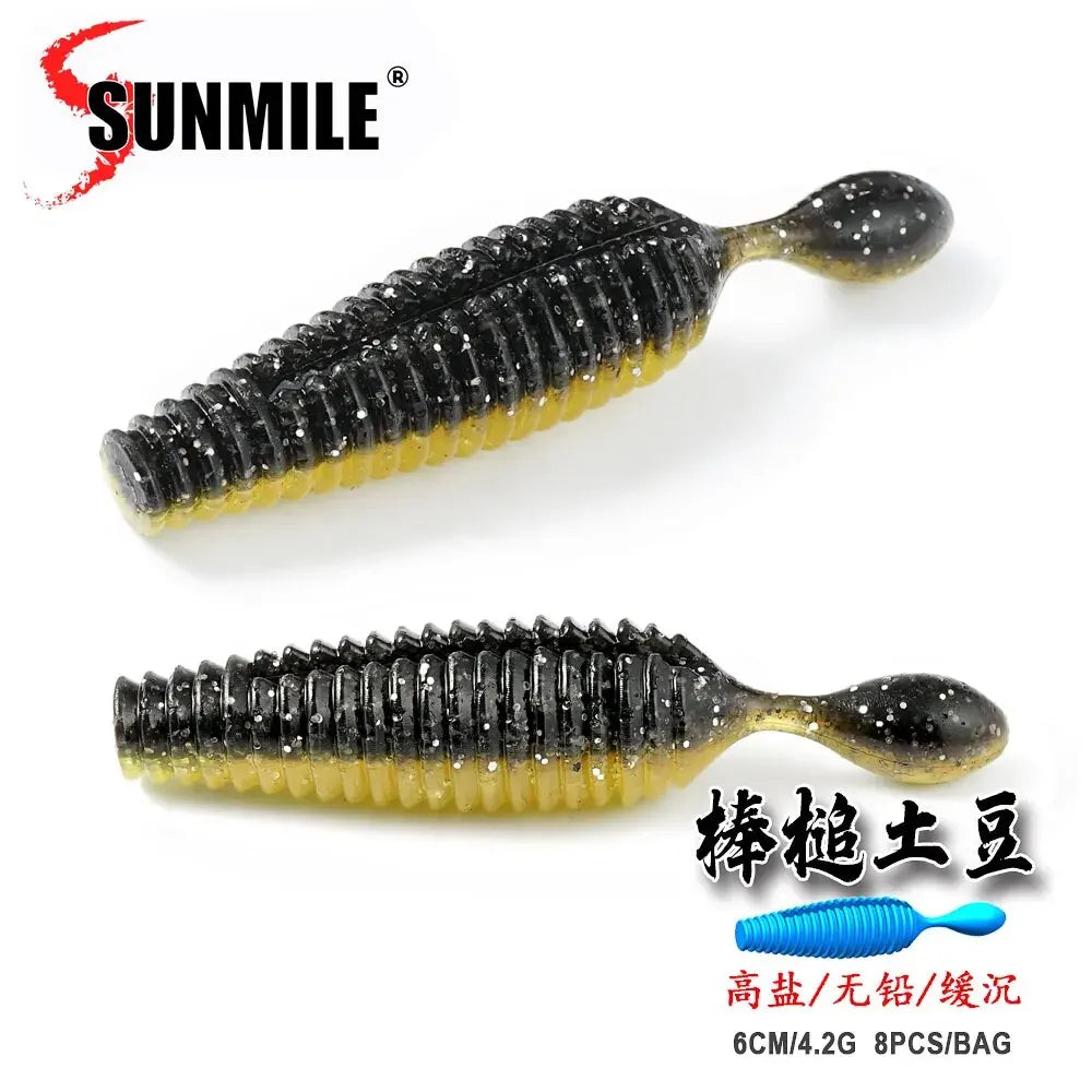 SUNMILE Stick Bait 6cm4.2g Casting Heavy Weighted Soft Plastic Lures Worm Artificial Bait Silicone Shad Lure For Bass Fishing