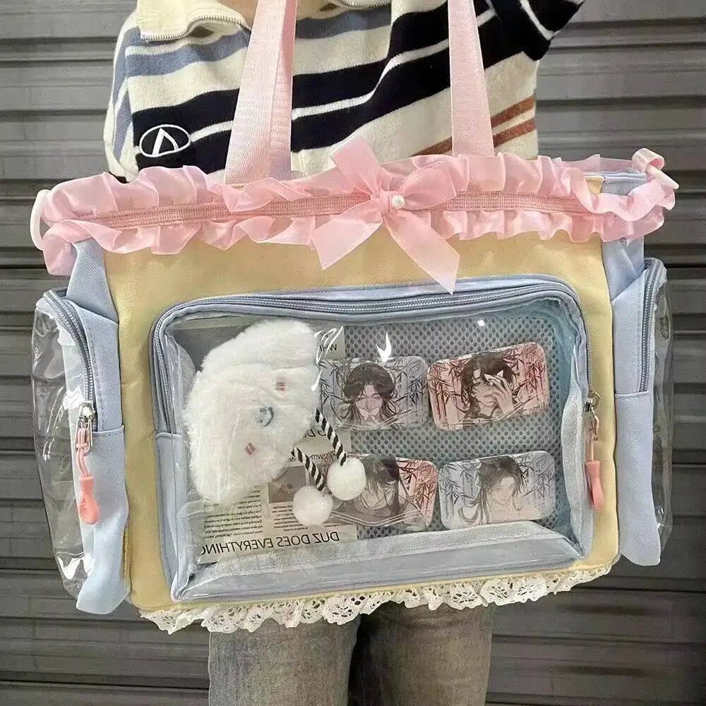 New Y2K Cute Japanese Ita Shoulder Bag Lolita Girls Transparent Tote Bag Large Capacity Crossbody Casual Bag DIY Display Handbag - Bags & Cases from Linloft.