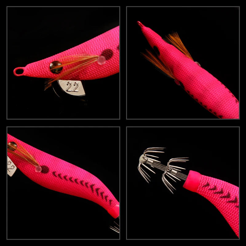 LETOYO Mini Squid Lure 1.5-2.2# Luminous Squid Jig Artificial Bait Cuttlefish Squid Bait Webfoot Octopus Fishing Lures