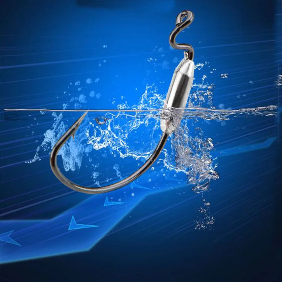5pcs Soft Worm Lure 1/0# 2/0# 3/0# Offset Fishing Hook High Carbon Steel Wide Crank Fishhook 2g 2.5g 3g