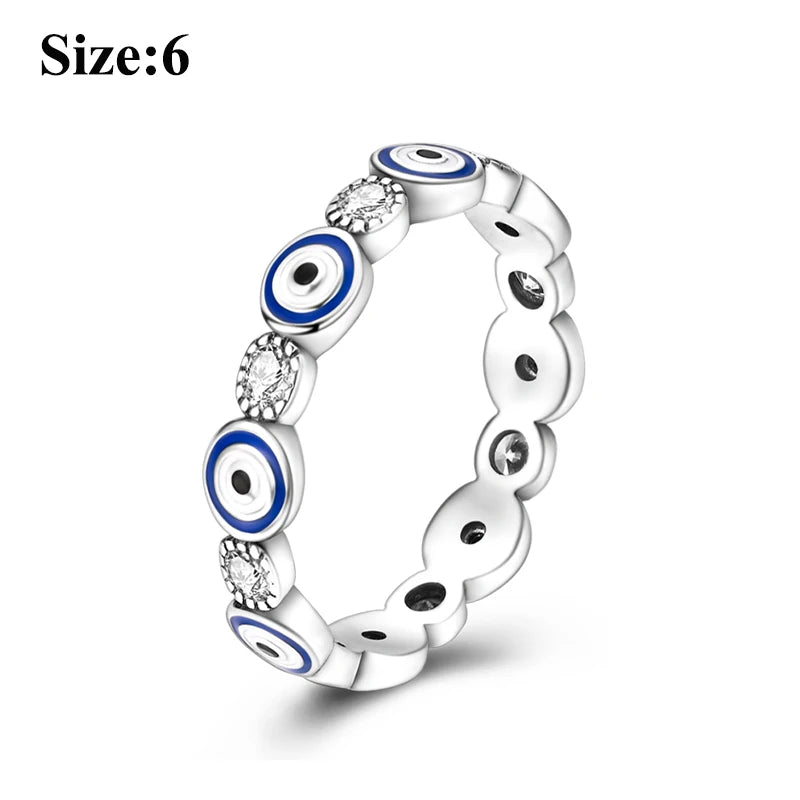 MULA Wedding Band Rings for Women Man 925 Sterling Silver Evil Eye Hand Celtic Knot Four-Leaf Clover Ring Stackable Jewelry Gift - Rings & Jewelry from Linloft.