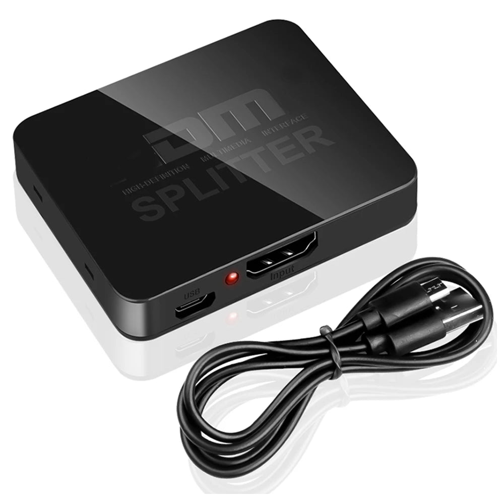 4K 1x2 HDMI-compatible Splitter Switch 1 in 2 Out Video Distributor Amplifier Dual Display Box for Laptop PC Monitor Projector