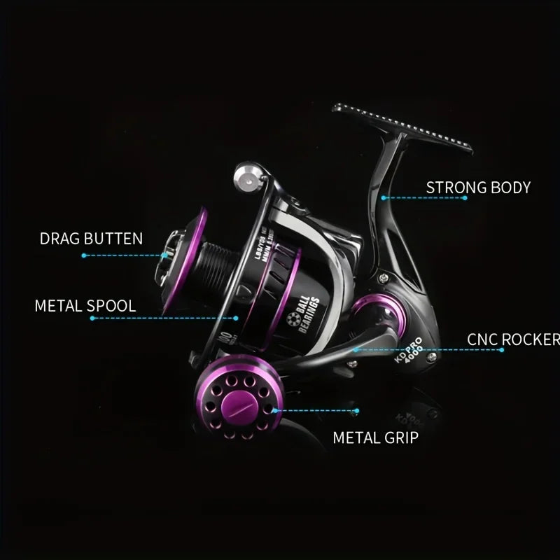 GLS KD 1000-6000 Series, 5.0:1/4.7:1 Gear Ratio, 22LB Max Drag, Metal Rocker,Spinning Fishing Reel,For Freshwater Saltwater