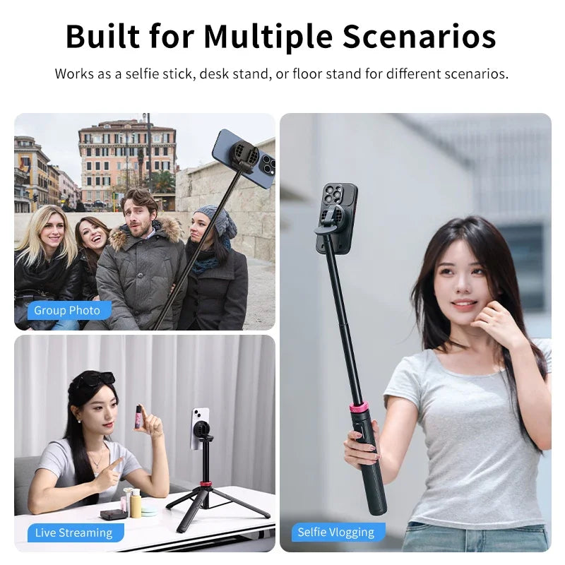 Ulanzi MT-84 1.53M Magsafe Selfie Stick Tripod Stand Bluetooth Remote Phone Extension Tripod for IPhone 16 15 LiveStreaming Vlog