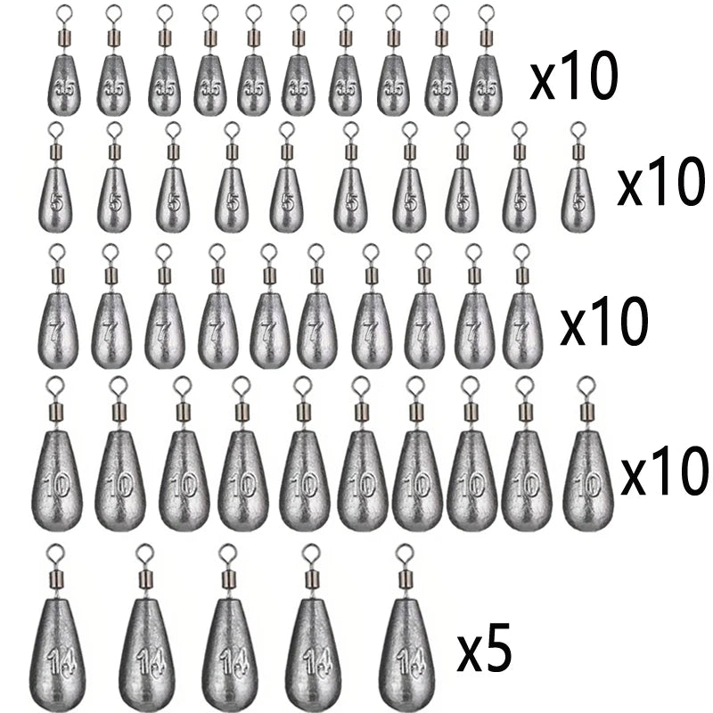 Drop Shot Sinker Kit, 45 Pcs