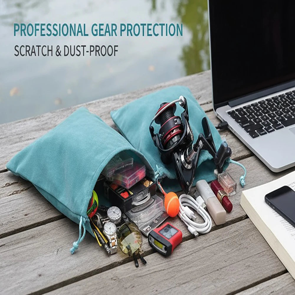 Universal Fishing Reel Protective Case Portable Drawstring Bag Fishing Tackle Storage Pouch for Wheel Coil Accessories