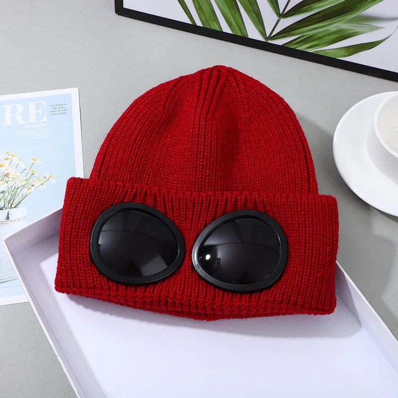 Stretchy Winter Hat Glasses Knitted Hat Windproof Winter Beanie Elastic Soft Warm Anti-slip Ear Protection Unisex Casual Hat - Apparel & Accessories from Linloft.