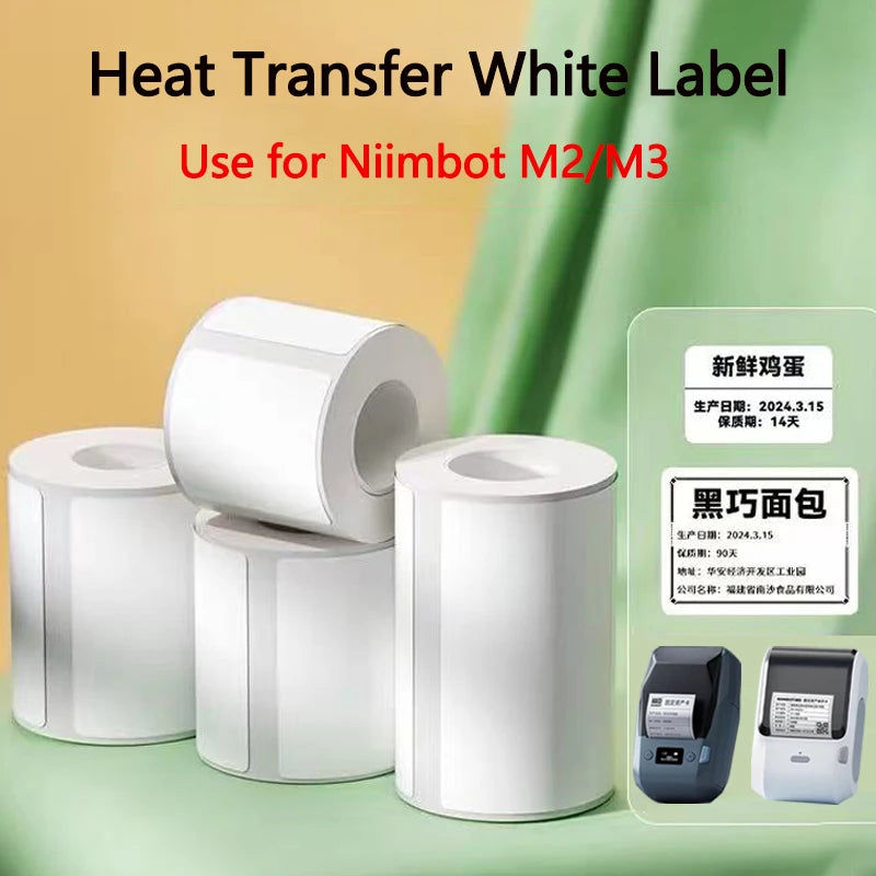 Niimbot M2/M3 White Label Paper Self-adhesive Heat Transfer Printing Waterproof Sticker for Niimbot M2/M3 Printer - Office Supplies from Linloft.