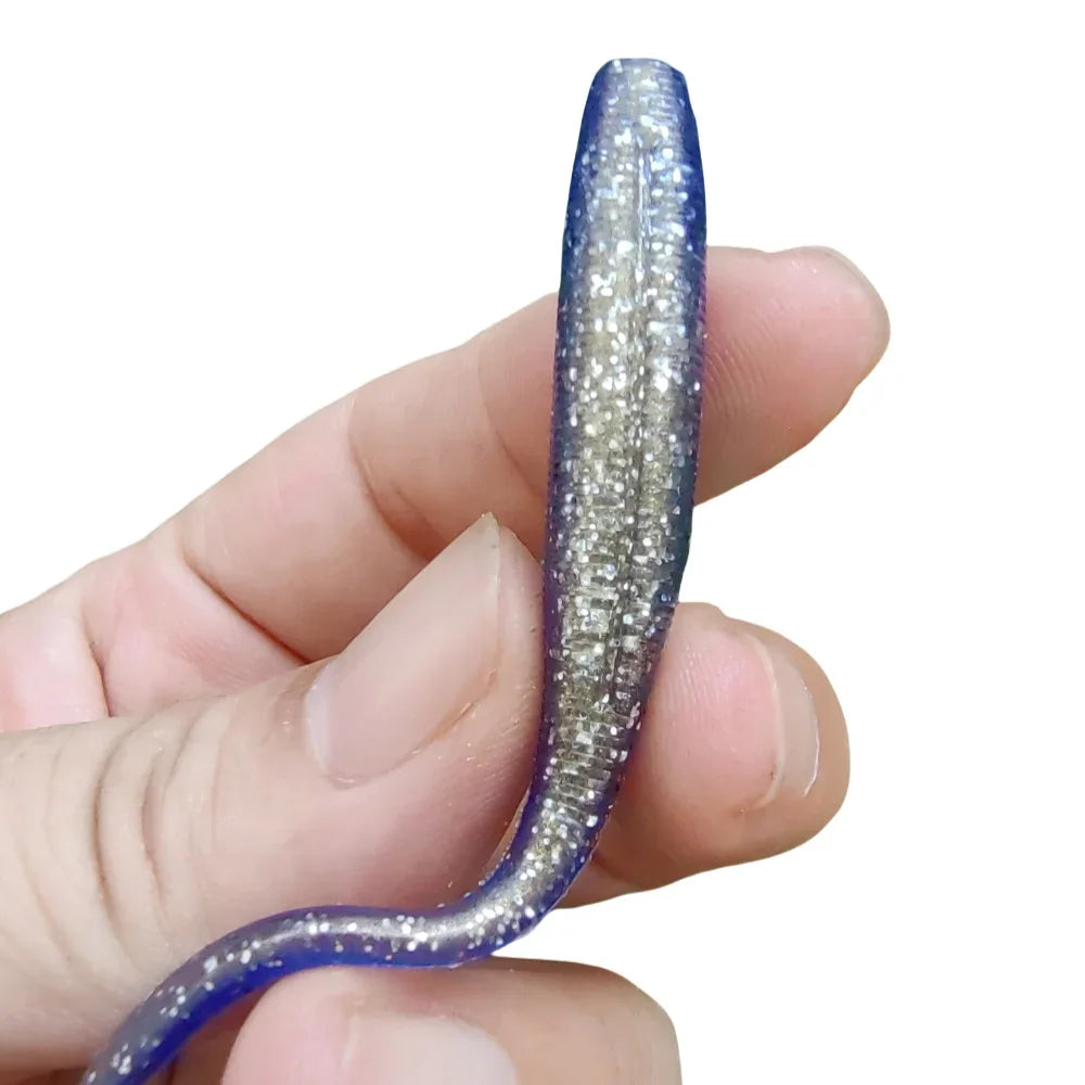 SWOLFY  75mm 2.5g Soft Swimbait Shad Stick Worm Fishing Lure Bait Artificial Straight Tail Salted Jig Bass Pike Tackle
