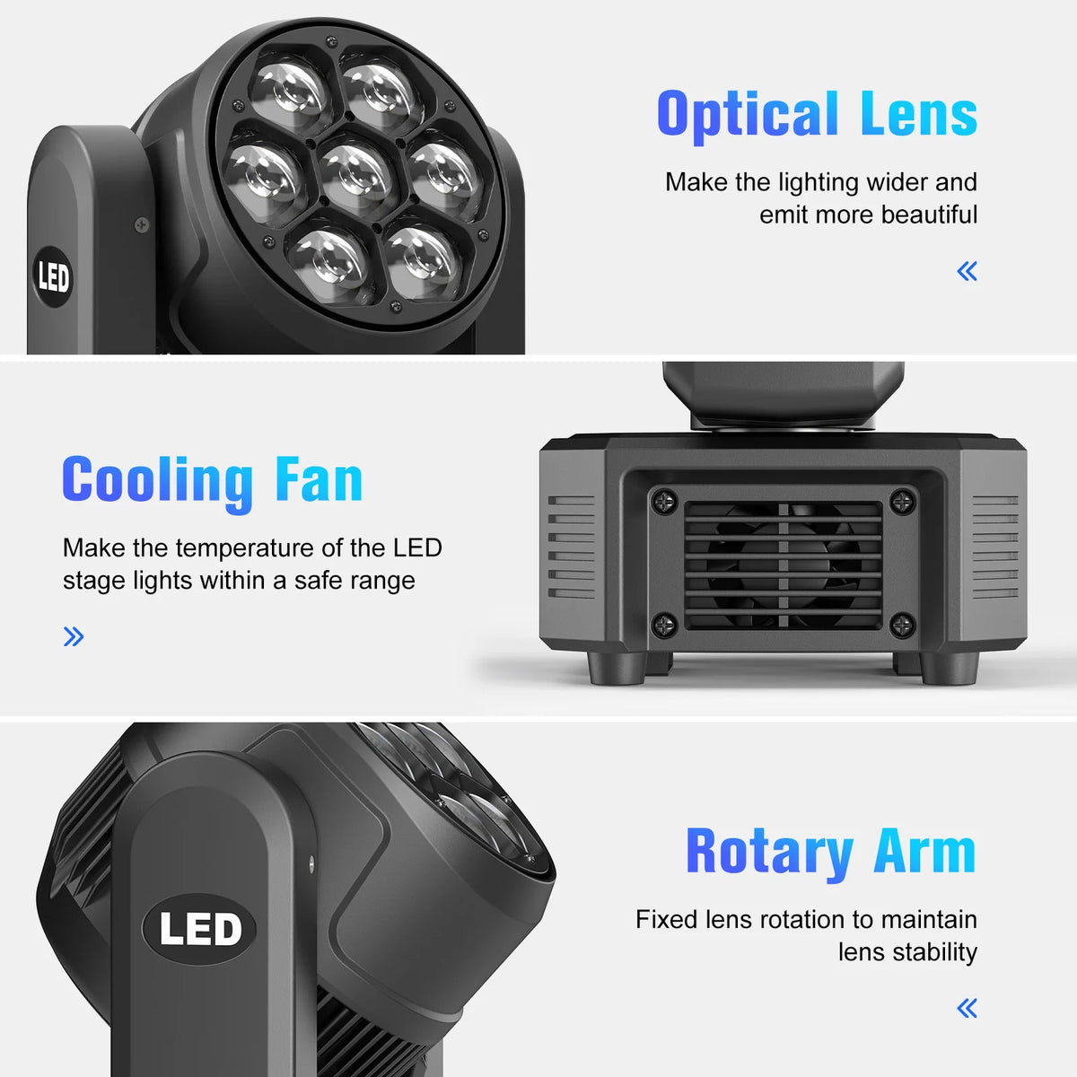U'King 300W Moving Head DJ Lights LEDs BEE'S EYE Stage Lights DMX Control & Sound Activated For DJ Bar Christmas Wedding Party