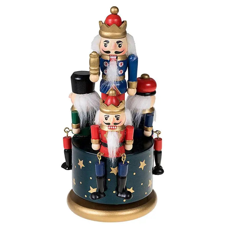 Christmas Music Box Funny Nutcracker Musical Box Hand-painted Nutcracker Figurines Decoration Colorful Rotating Christmas