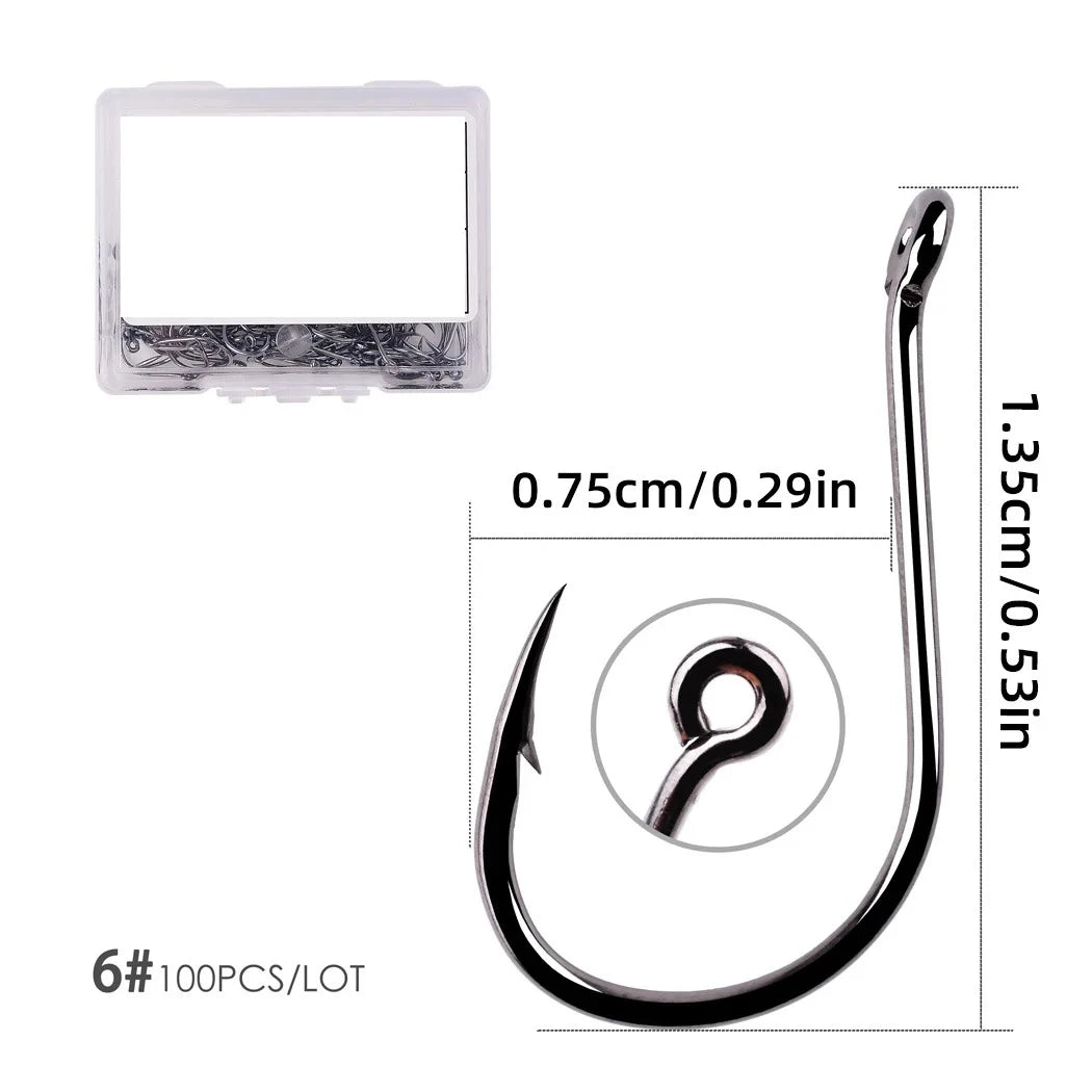 Sharp Barbed Eyed Hooks, 100-Pack - Fishing Hooks from Linloft.