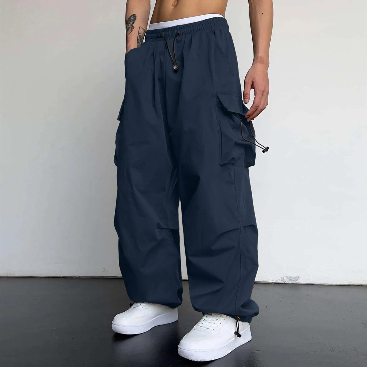 Harajuku Oversized Cargo Parachute Pants For Men Y2k Hip Hop Wide Leg Pants Joggers Streetwear Vintage Baggy Casual Sweatpants - Apparel & Accessories from Linloft.