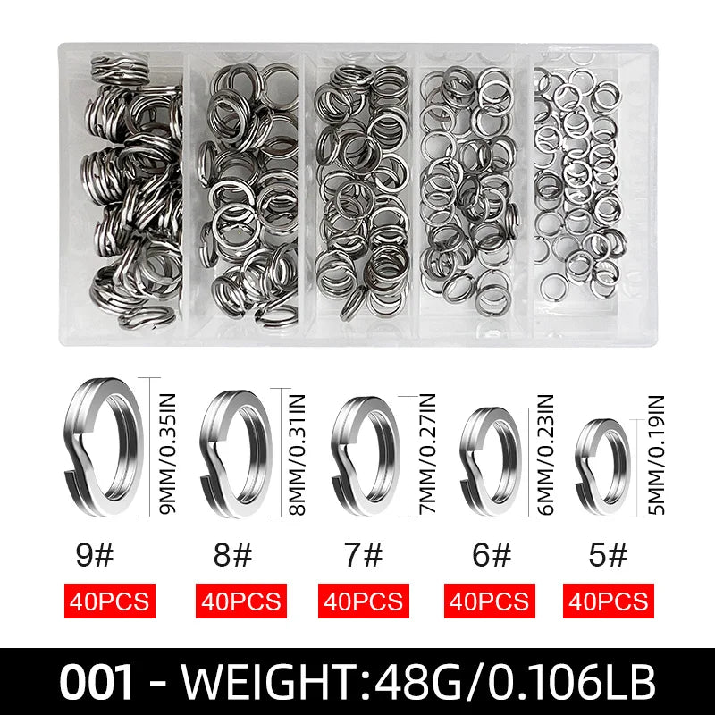 Stainless Steel Split Rings for Lures, 200-Pack - Fishing Tackle from Linloft.