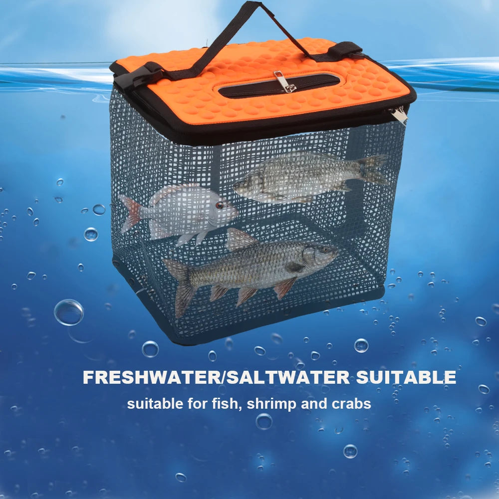 Collapsible Floating Fish and Bait Basket