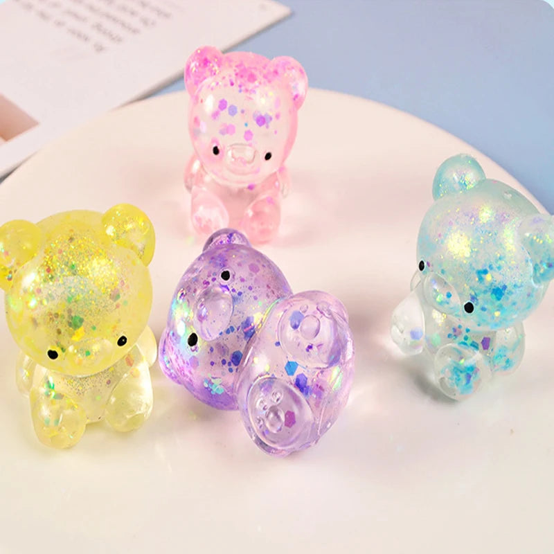 Glitter Gummy Bear Squishy Fidget Toy