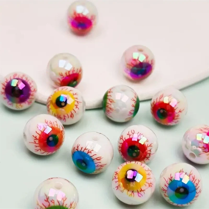 Evil Eye Acrylic Spacer Beads, 10 Pieces - Bracelets from Linloft.