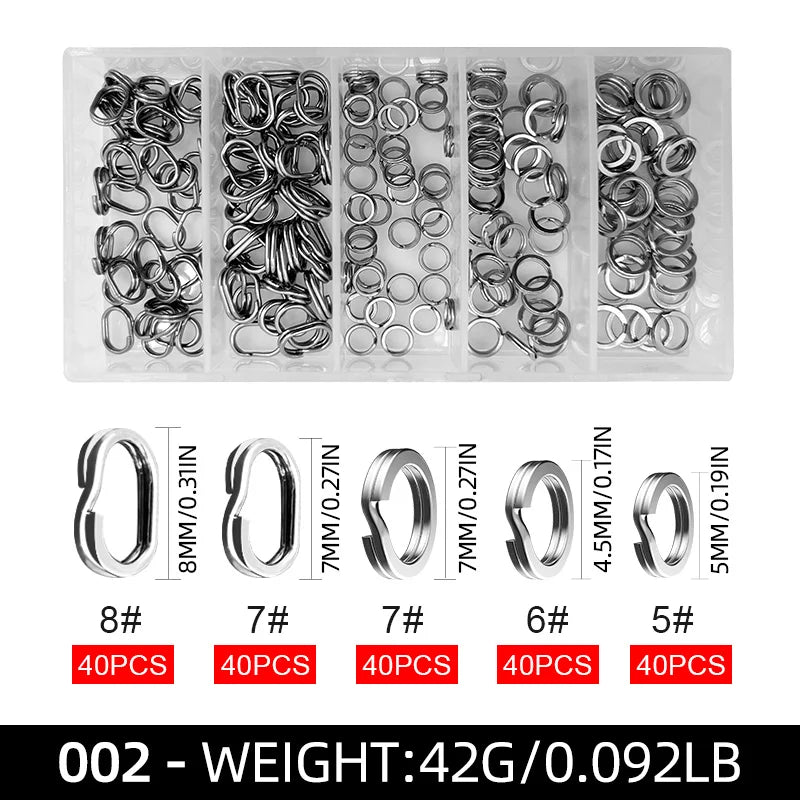 ShareShark 200pcs/box High-Strength Stainless Steel Split Rings for Fishing Lures Loop Corrosion-Resistant Connector Rings