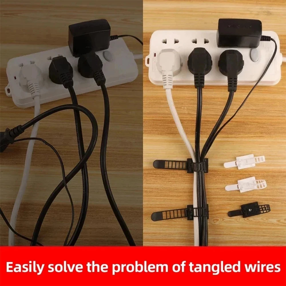 Desk Cable Management Set Self Adhesive Cable Clips Adjustable Cord Holder Headphone Stand USB Charger Protective Cover