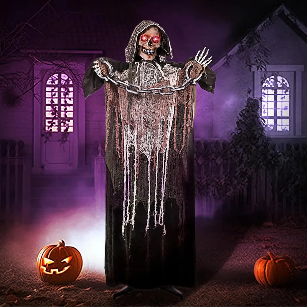 Life-Size Animated Grim Reaper Halloween Prop - Seasonal & Holiday from Linloft.