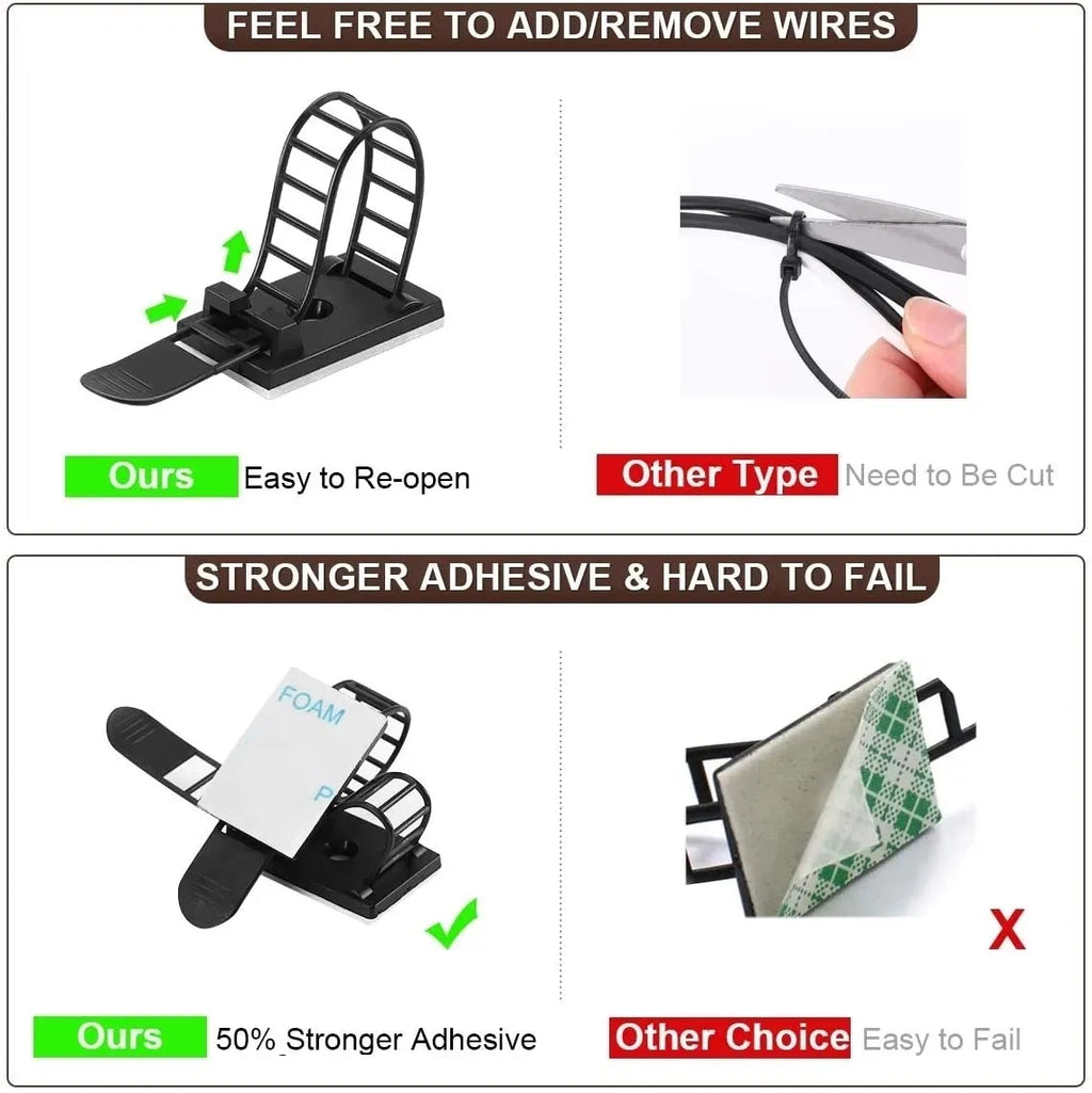 Desk Cable Management Set Self Adhesive Cable Clips Adjustable Cord Holder Headphone Stand USB Charger Protective Cover