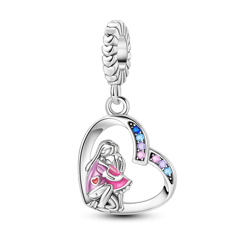 MULA Pink 925 Sterling Silver Charms Pendant Perfume Dreamcatcher Heart Love Beaded Fit Original Bracelet Women DIY Jewelry Gift - Bracelets from Linloft.