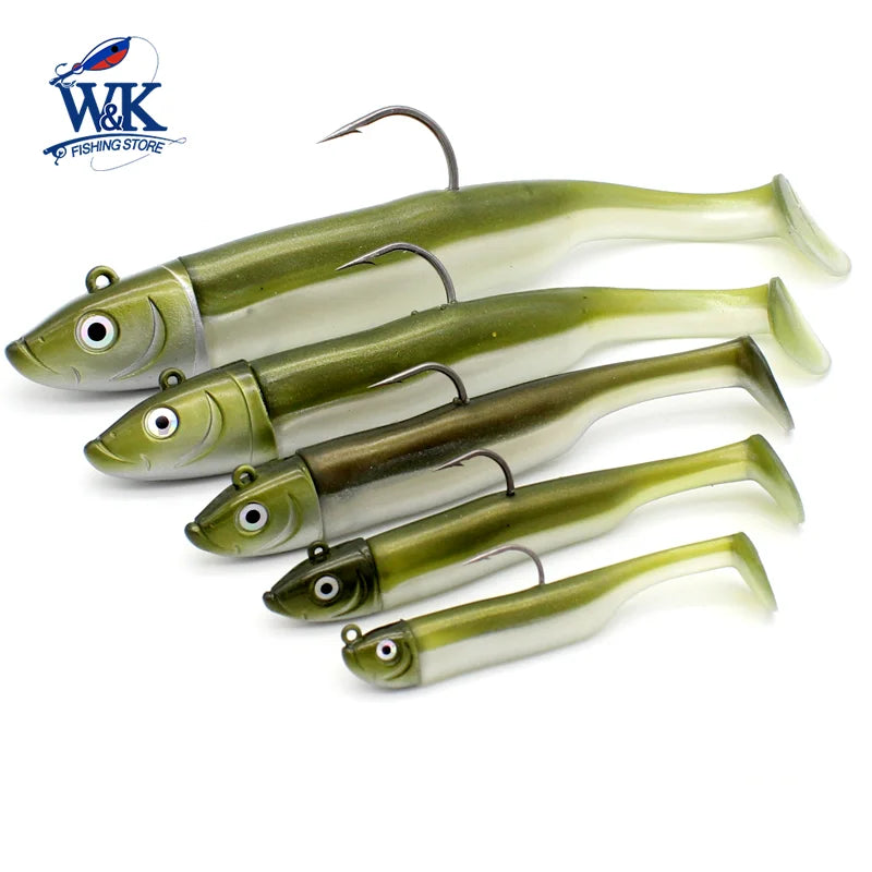 Soft Bait KIT with 120g JIG 14.5cm Paddle Tail for Rock Fish Cod Pollock Trolling Fishing Lures 7.3inch 150g Boat Fishing Vinyl