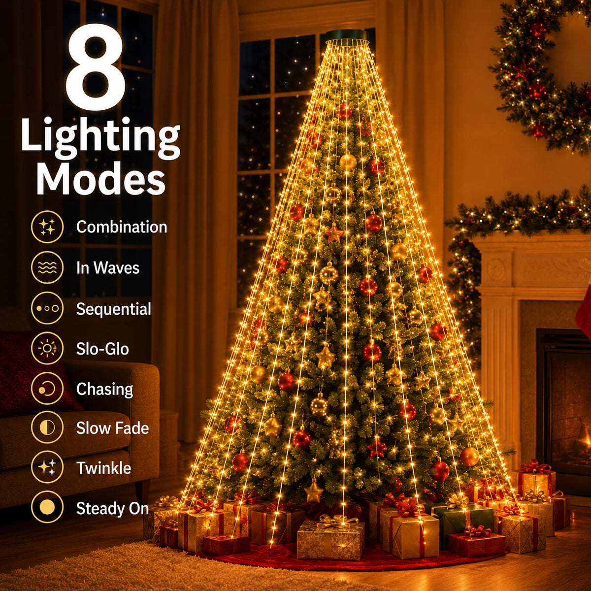USB Christmas Tree Ring String Lights - String & Fairy Lights from Linloft.