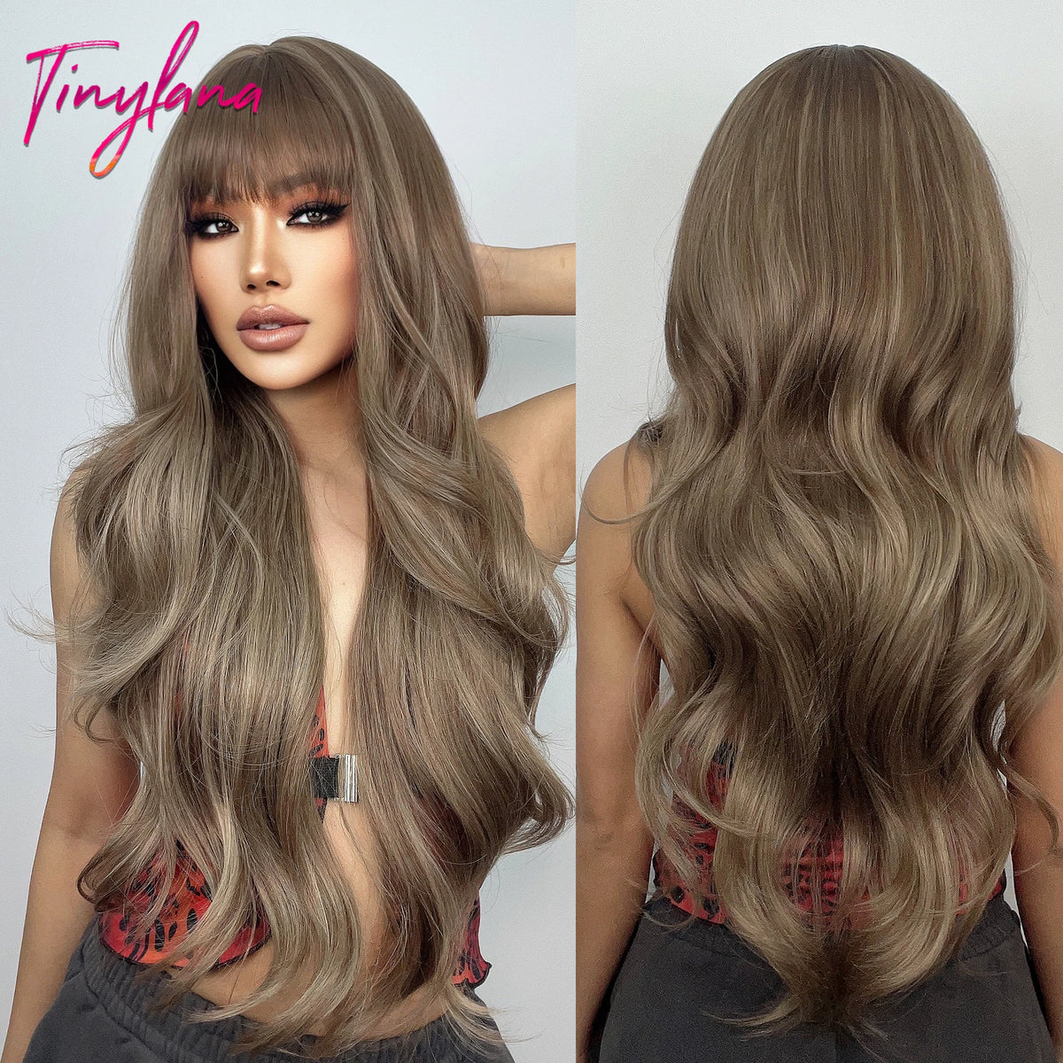 Long Wavy Synthetic Wig with Bangs - Apparel & Accessories from Linloft.