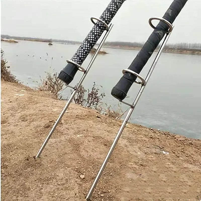 Single Fork Fishing Rod Holder With Double Ring Bracket, Simple Outdoor Fishing Tackle Support