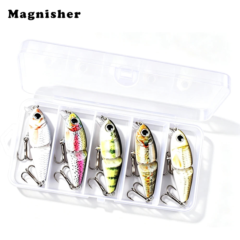 Mini Jointed Swimbait Lures, 5-Pack - Fishing Tackle from Linloft.