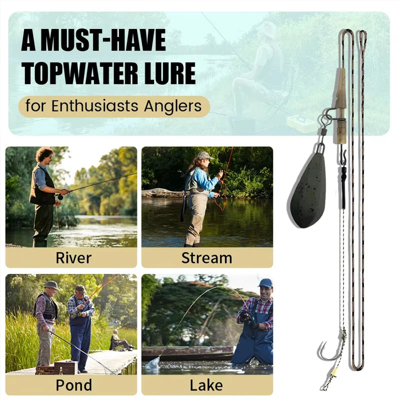 Carp Fishing Ready-to-Fish Rigs Kit,Includes Leadcore Leader with 4pcs Tied Hair Rigs & Weights (42g/56g/71g/85g/99g/113g/128g)