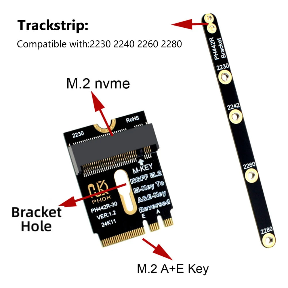 M.2 A+E To NVME SSD Adapter A/E Key To M Key PCIE 4.0 Riser Card M2 WIFI Interface for Laptop Mainboard SSD 2280